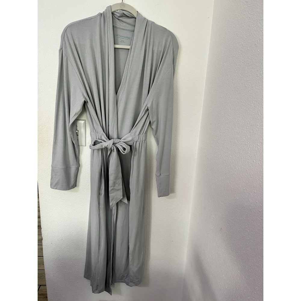 Womens Soft Surroundings Super Soft Gray XS Cozy Warm robe